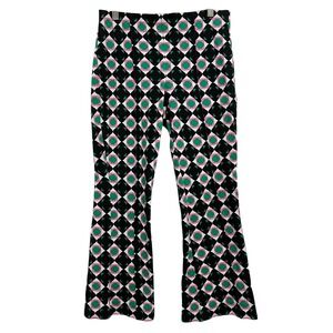 Maeve Margot Pants Women XS Black Green Pink Geometric Jacquard‎ Knit Eclectic